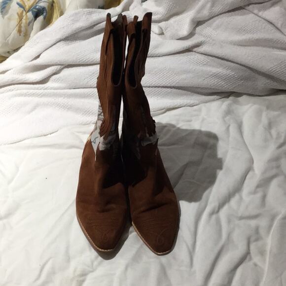 Nicole Miller Stuart Weitzman 8 vintage wester cowgirl graphic print boot euc - Picture 3 of 8